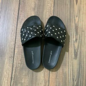 Madden girl studded vegan leather slides